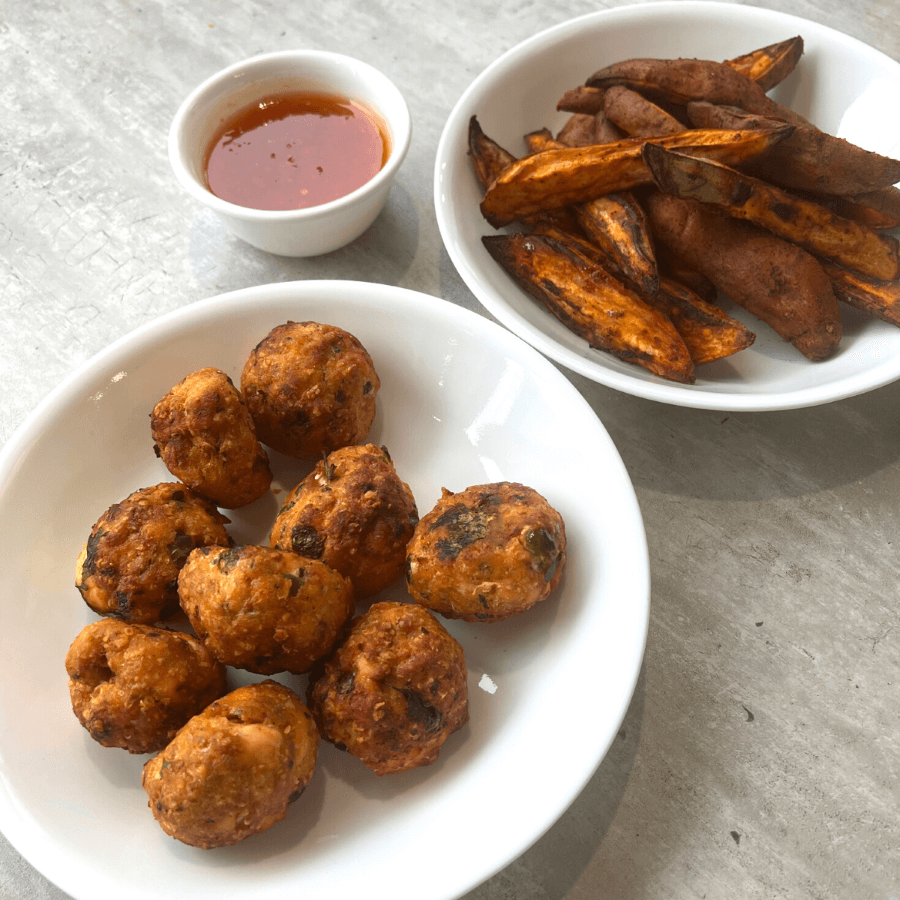 Инстант Пот | Рецепта за Кюфтета от сьомга и сладки картофи Уеджис